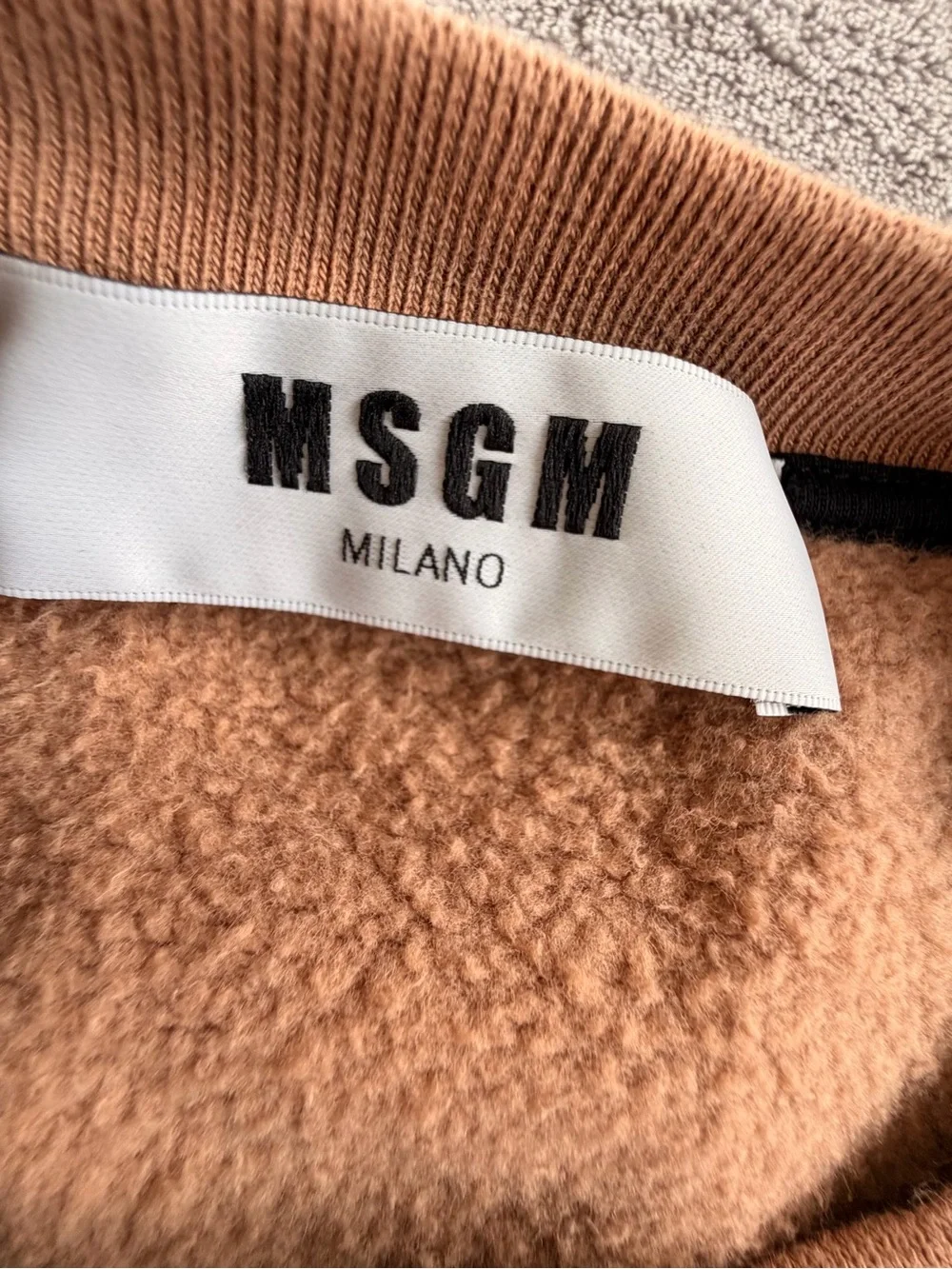 MSGM Men's Brown Tan Logo Graphic Turbo Crewneck Sweater Size M